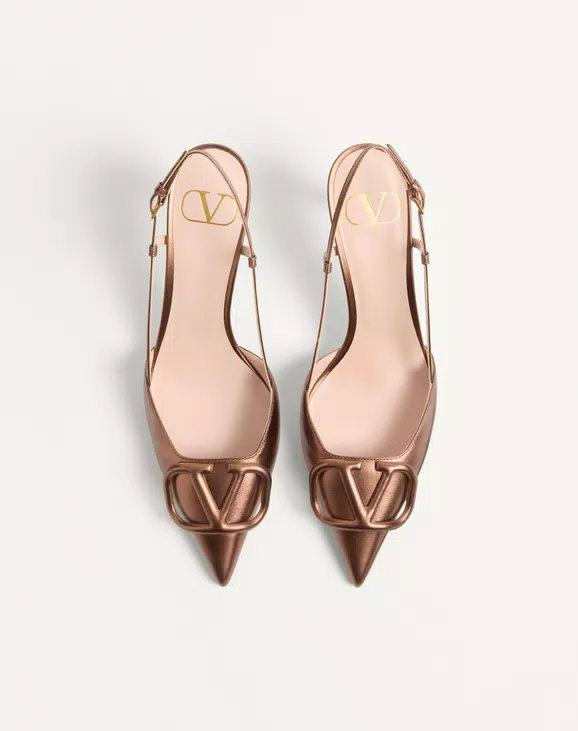 Valentino Vlogo Signature Slingback Pump In Laminated Nappa Leather 80Mm - Image 5